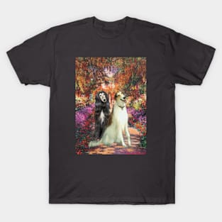 Monet's Masterpiece The Path Adapted to Include Two Afghan Hounds T-Shirt